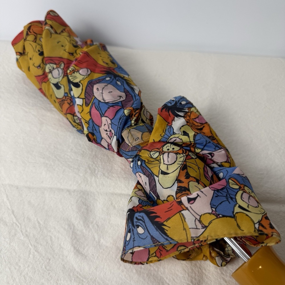 VTG Winnie The Pooh And Friends Folding Push Button Umbrella All Over Print